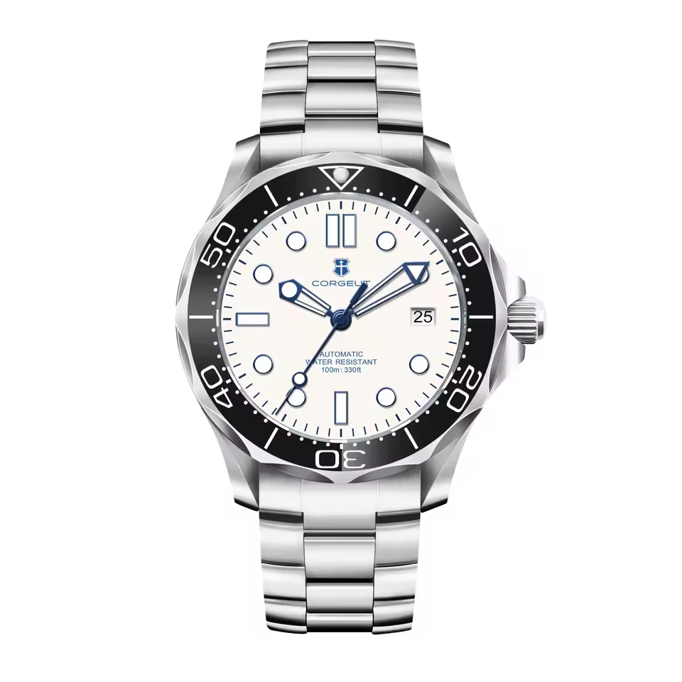 Silver Mechanical Watch with Sapphire Crystal and Ceramic Bezel – Automatic Movement Timepiece for Everyday Style and Durability 9