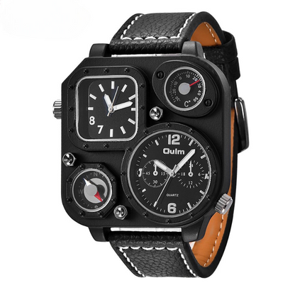 Sporty Quartz Watch with Square Dial and Decorative Compass – Durable and Stylish Timepiece for Men 2