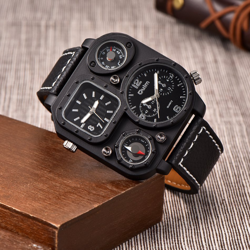 Sporty Quartz Watch with Square Dial and Decorative Compass – Durable and Stylish Timepiece for Men 5