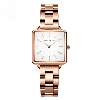 Stainless Steel Square Rose Gold Dial Quartz Watch for Women – Elegant Minimalist Ladies Watch with Water Resistance 0