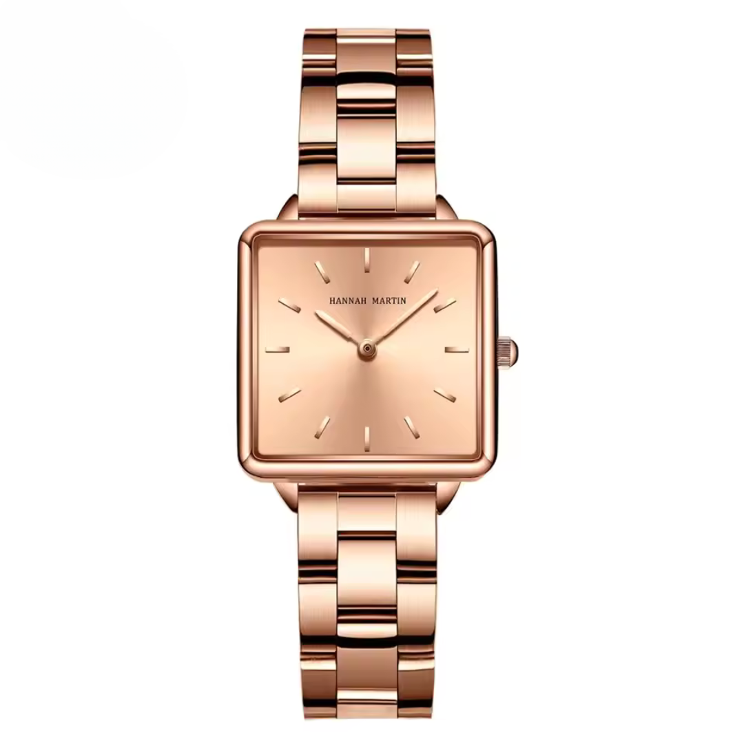 Stainless Steel Square Rose Gold Dial Quartz Watch for Women – Elegant Minimalist Ladies Watch with Water Resistance 3
