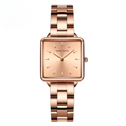 Stainless Steel Square Rose Gold Dial Quartz Watch for Women – Elegant Minimalist Ladies Watch with Water Resistance 3