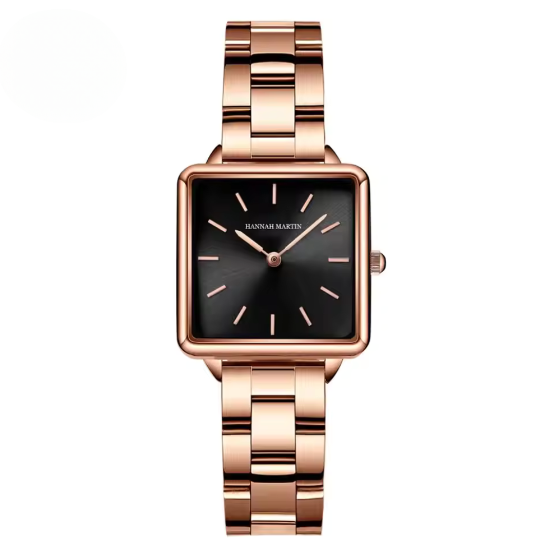 Stainless Steel Square Rose Gold Dial Quartz Watch for Women – Elegant Minimalist Ladies Watch with Water Resistance 4