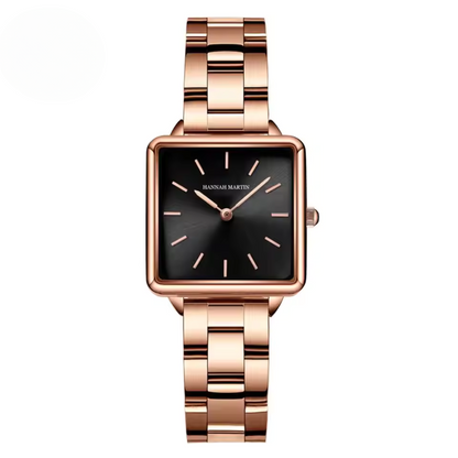 Stainless Steel Square Rose Gold Dial Quartz Watch for Women – Elegant Minimalist Ladies Watch with Water Resistance 4