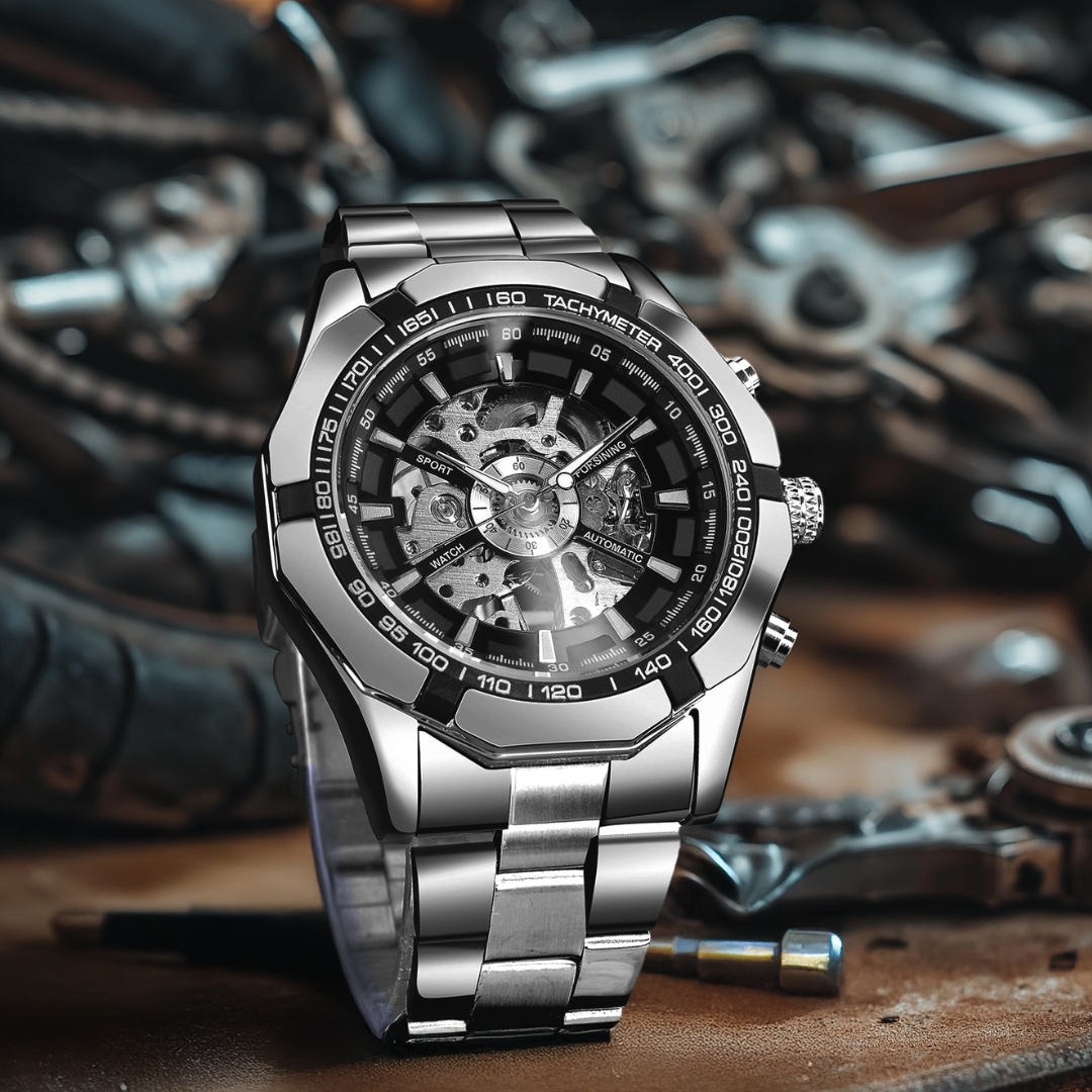 Steel Phantom Edition Watch with Open Skeleton Dial – Rugged Stainless Steel Timepiece, Water-Resistant, 45mm 2