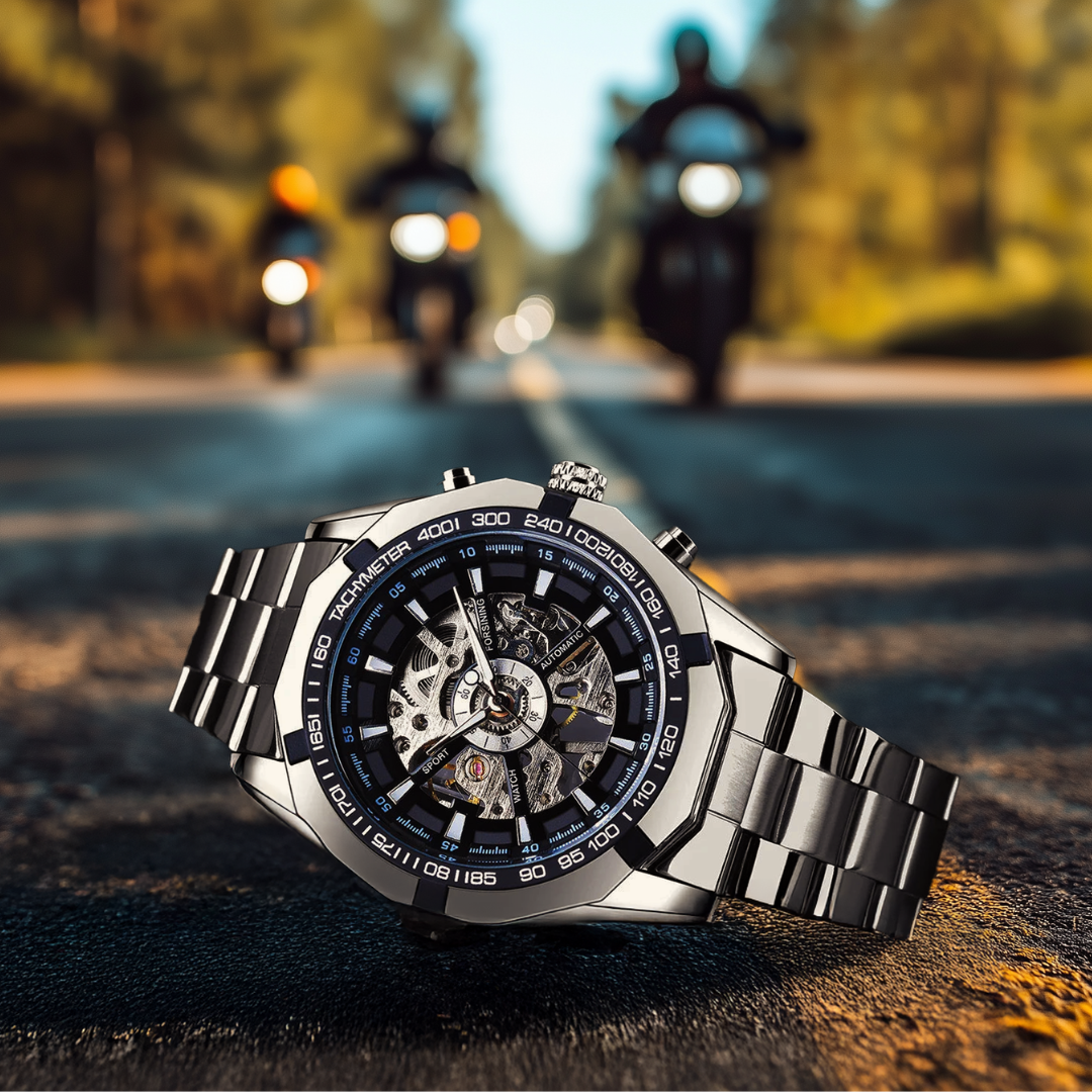 Steel Phantom Edition Watch with Open Skeleton Dial – Rugged Stainless Steel Timepiece, Water-Resistant, 45mm 4