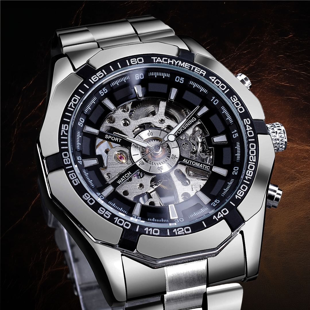 Steel Phantom Edition Watch with Open Skeleton Dial – Rugged Stainless Steel Timepiece, Water-Resistant, 45mm 6