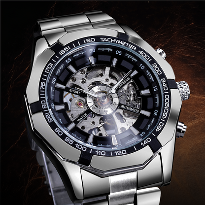 Steel Phantom Edition Watch with Open Skeleton Dial – Rugged Stainless Steel Timepiece, Water-Resistant, 45mm 6