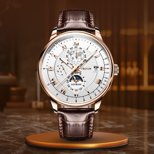 Stylish Light Quartz Watch – Faux Three-Eye Dial, Versatile for Any Occasion