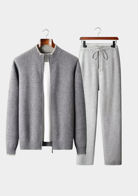 Two-Tone Merino Wool Set Grey and Cream