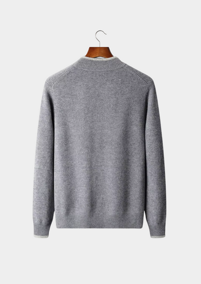 Two-Tone Zip Cardigan Extra-Fine Merino Wool