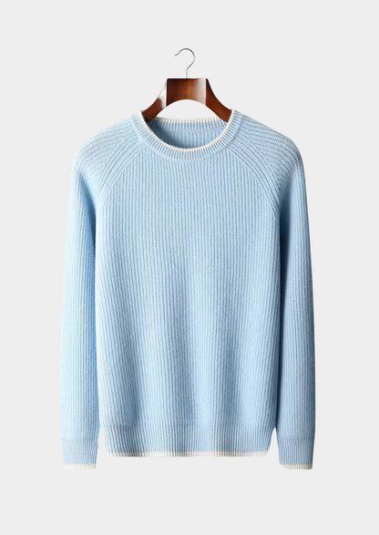 Two Tone Crewneck Sweater Extra-Fine Merino Wool