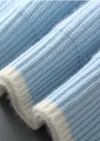 Two Tone Crewneck Sweater Extra-Fine Merino Wool