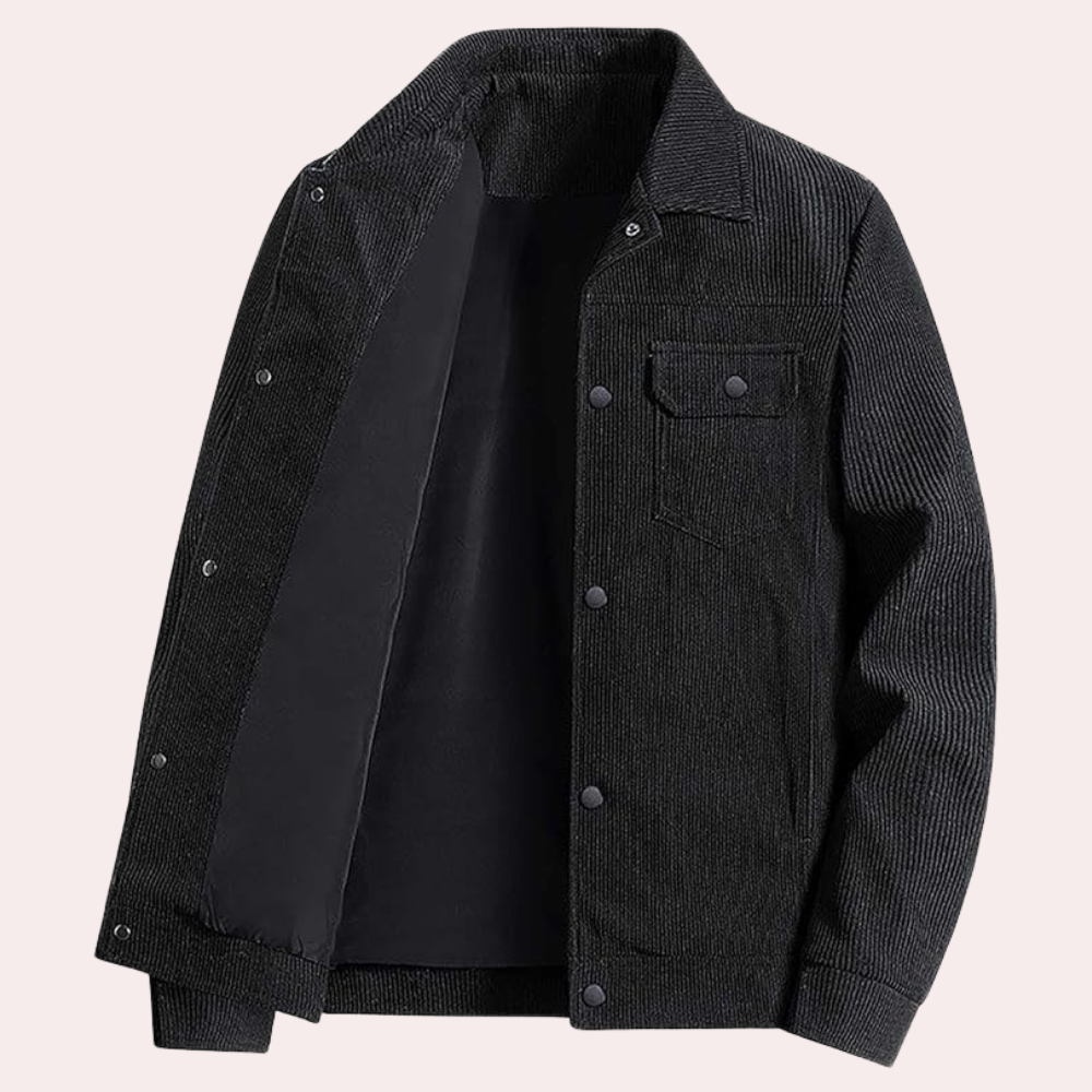 Men's Corduroy Jacket with Pockets - Stylish & Comfortable Outerwear for Fall & Winter Fashion