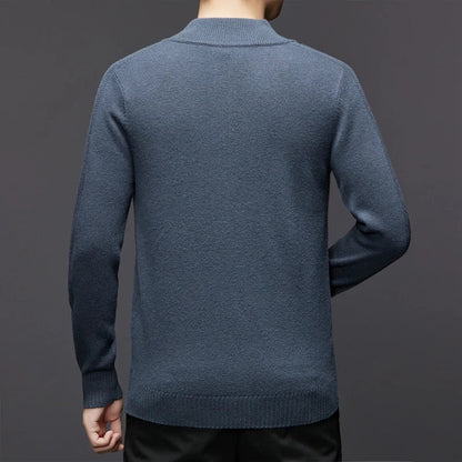 Men's Cardigan Black 100% Wool Heavyweight Button-Up