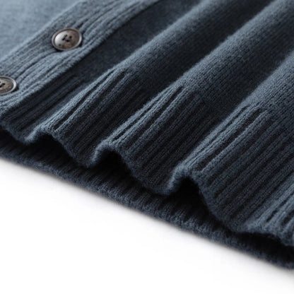 Men's Cardigan Black 100% Wool Heavyweight Button-Up
