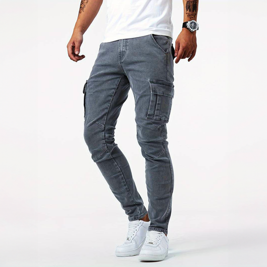Women's Cargo Jeans Blue Denim Stretch Cotton 0