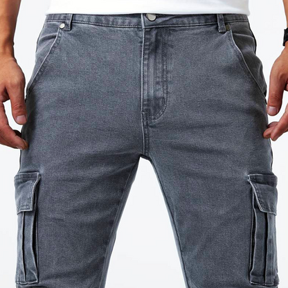 Women's Cargo Jeans Blue Denim Stretch Cotton 5
