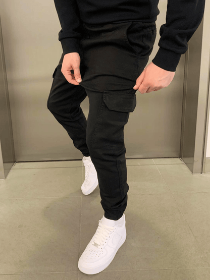 Women's Cargo Jogger Pants Black Cotton 1