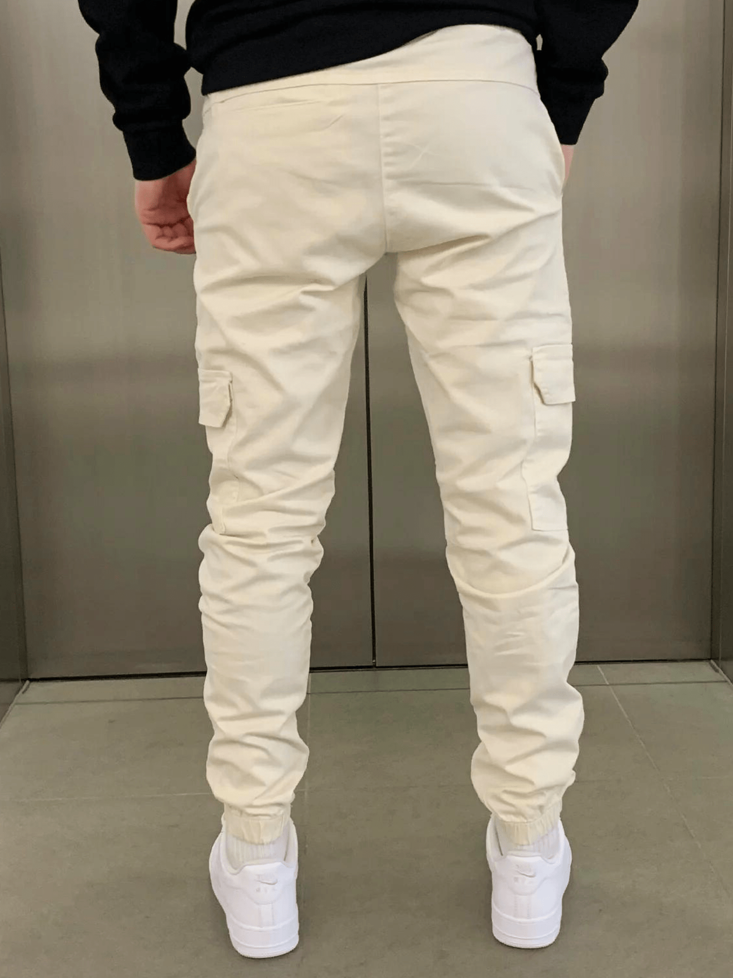 Women's Cargo Jogger Pants Black Cotton 4