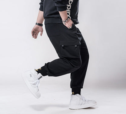 Women's Cargo Joggers Black Cotton Blend 4