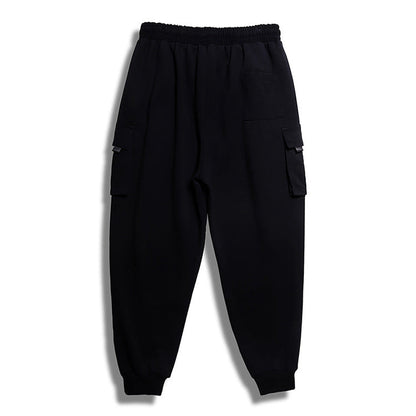 Women's Cargo Joggers Black Cotton Blend 6
