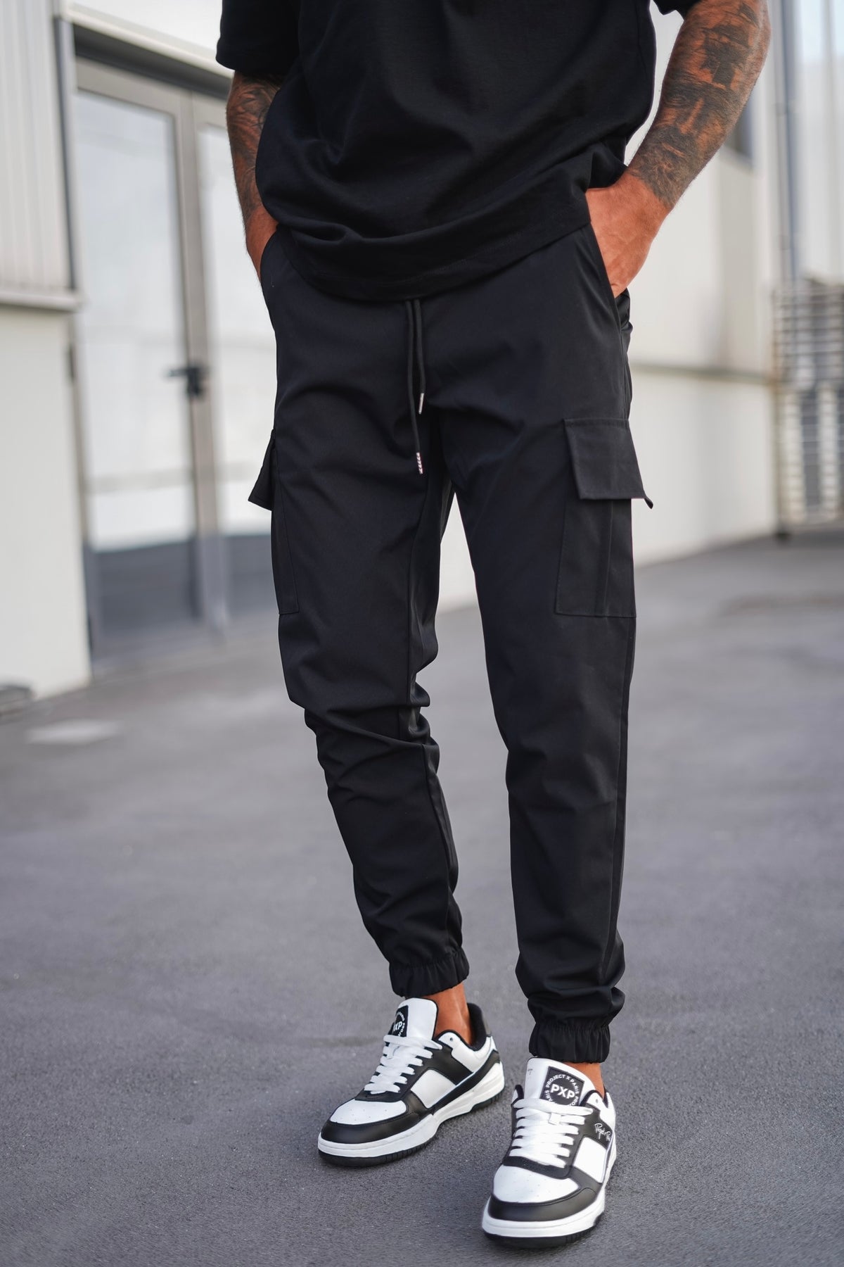 Women's Cargo Pants Black Cotton Blend 0