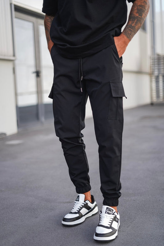 Women's Cargo Pants Black Cotton Blend 0