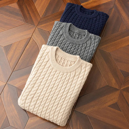 Men's Cashmere Sweater Gray Twisted-Knit