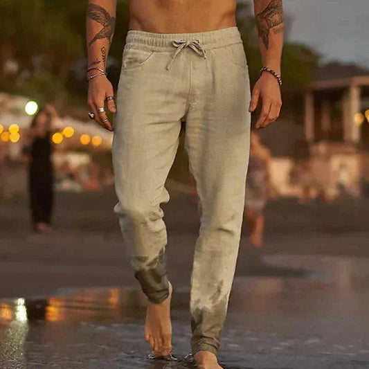 Men's Linen Pants Beige Lightweight