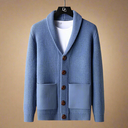 Men's Long Cardigan Beige Cotton-Wool Blend