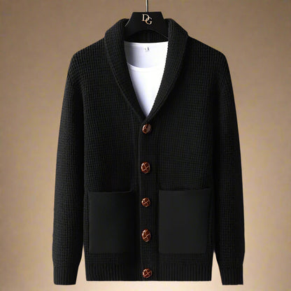 Men's Long Cardigan Beige Cotton-Wool Blend