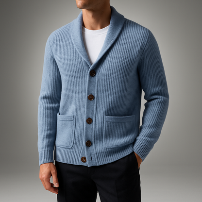 Men's Long Cardigan Beige Cotton-Wool Blend