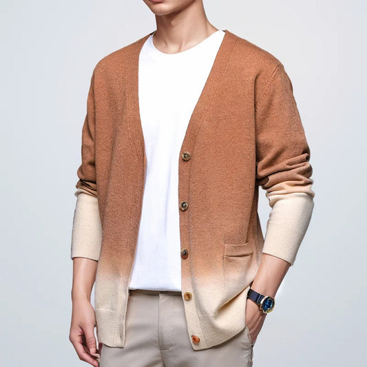 Men's Long Cardigan Ombre Viscose