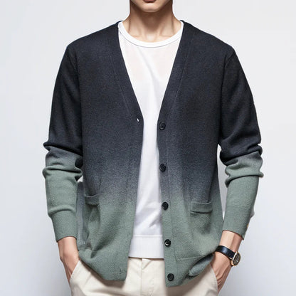 Men's Long Cardigan Ombre Viscose