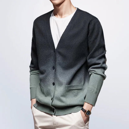 Men's Long Cardigan Ombre Viscose