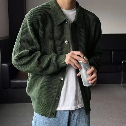 Men's Sweater Beige Heavyweight Cotton Corduroy