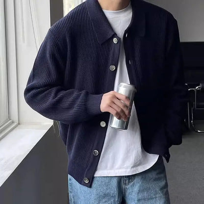 Men's Sweater Beige Heavyweight Cotton Corduroy