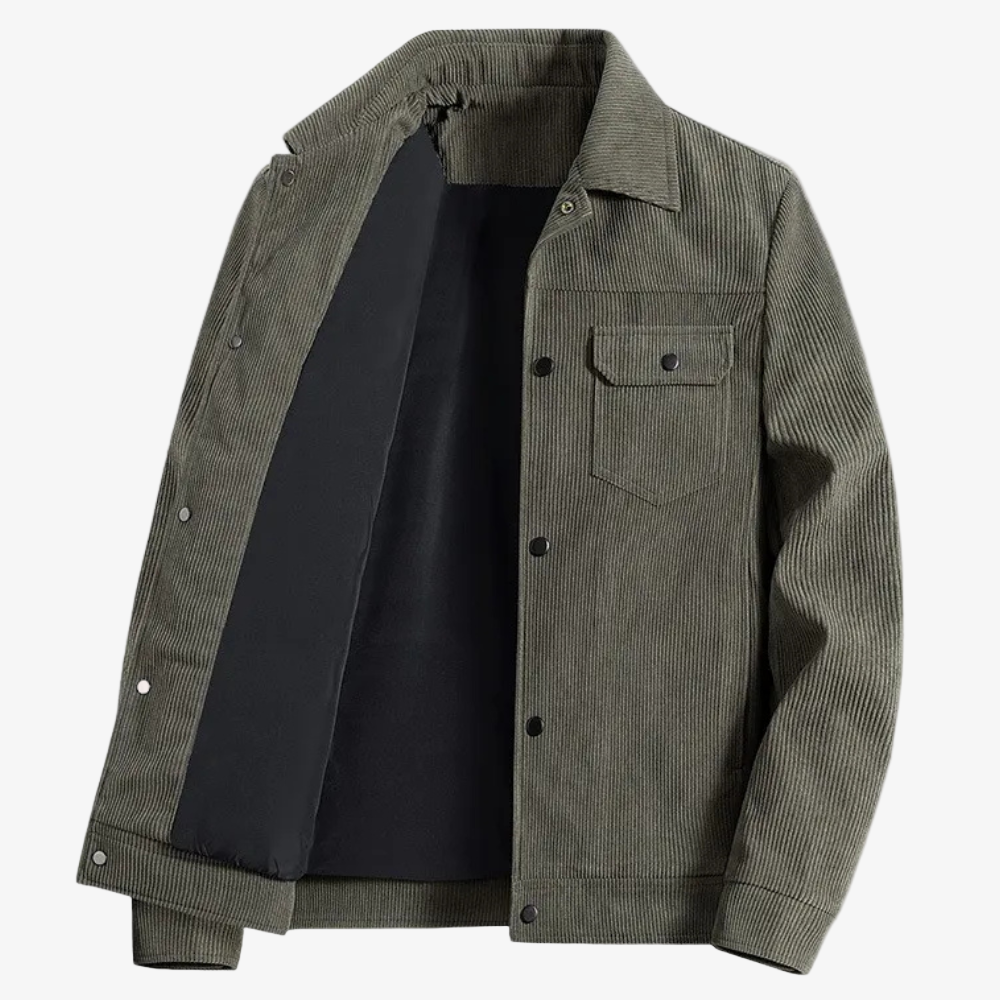 Men's Corduroy Jacket with Pockets - Stylish & Comfortable Outerwear for Fall & Winter Fashion