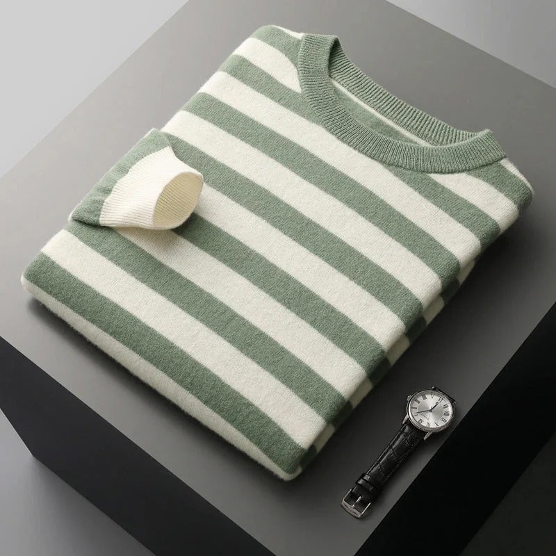 Oakley - Classic O-neck Striped Cashmere Sweater