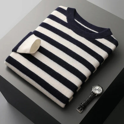 Oakley - Classic O-neck Striped Cashmere Sweater