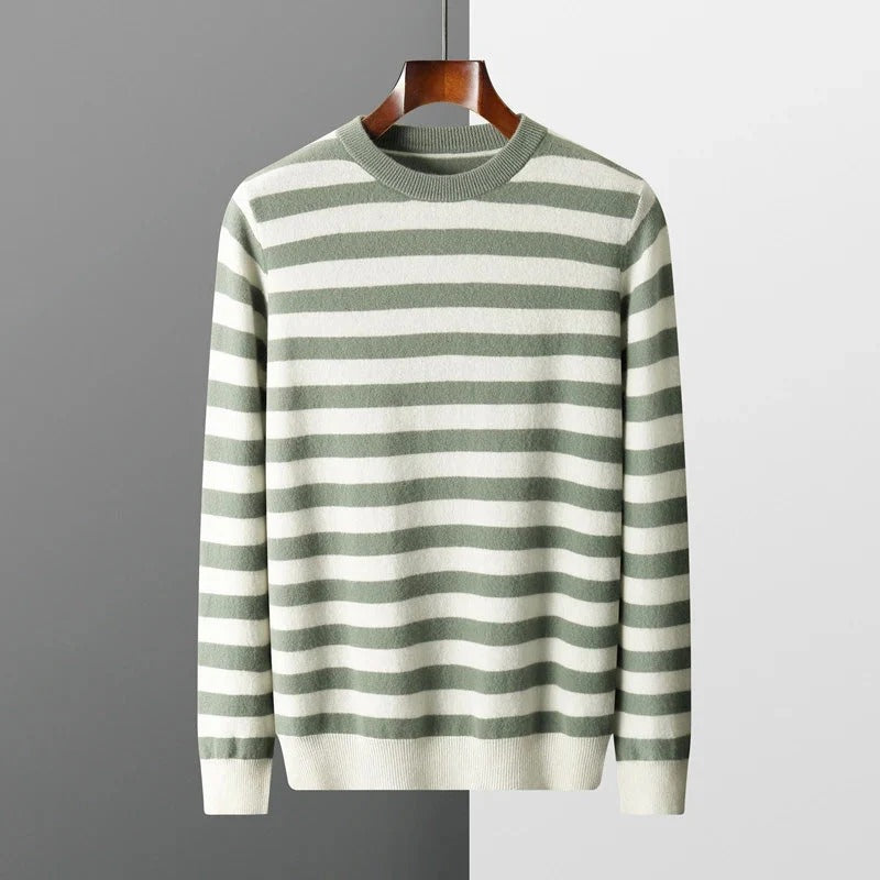 Oakley - Classic O-neck Striped Cashmere Sweater