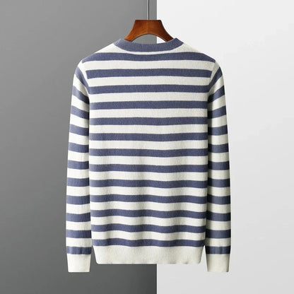 Oakley - Classic O-neck Striped Cashmere Sweater
