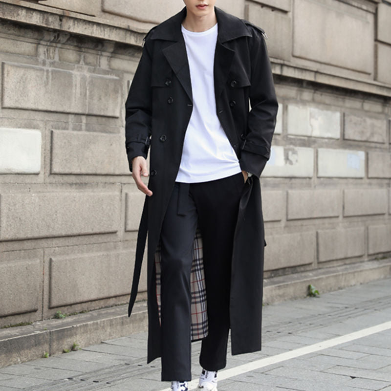 Men's Stylish Long Trench Coat with Buckle – Trendy Outerwear for Fashionable Looks and Ultimate Comfort