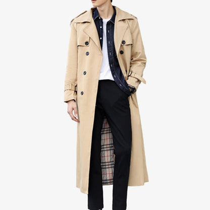 Men's Stylish Long Trench Coat with Buckle – Trendy Outerwear for Fashionable Looks and Ultimate Comfort
