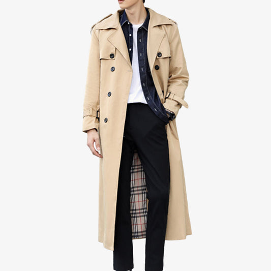 Men's Stylish Long Trench Coat with Buckle – Trendy Outerwear for Fashionable Looks and Ultimate Comfort