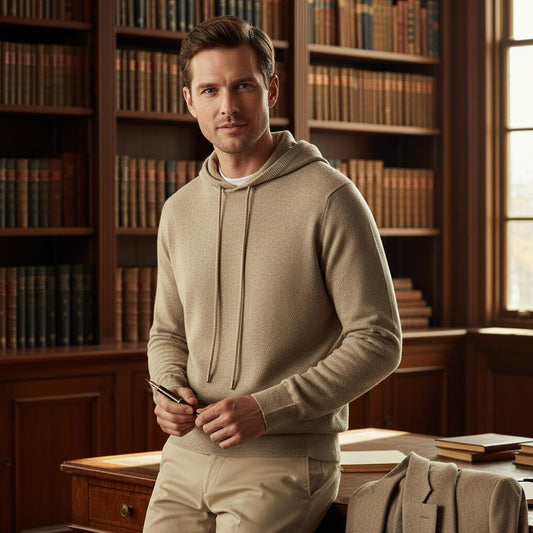 Men's Hoodie Grey Merino Wool